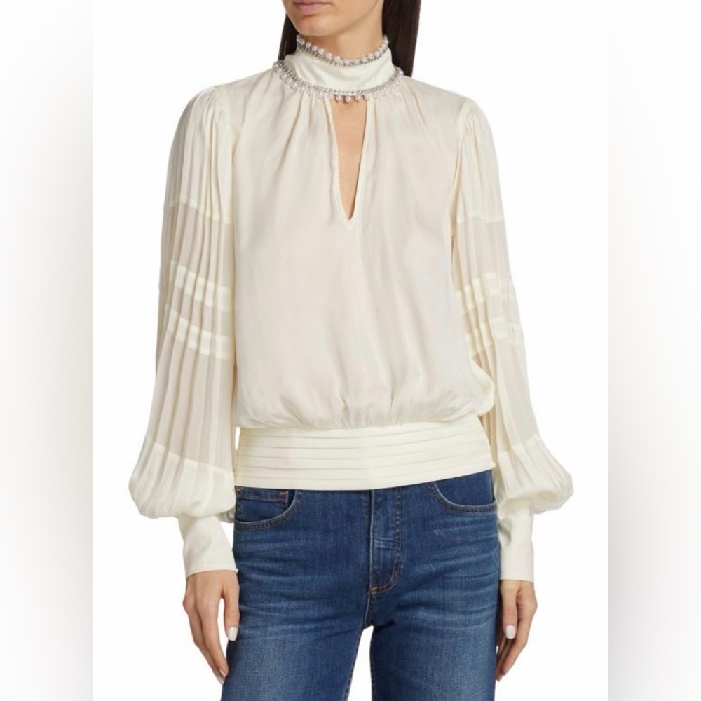Ramy Brook Cream Pleated Blouse